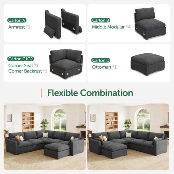 Eric Woodworks™ Cloud Modular L-Shaped Sectional Sofa - Image 11