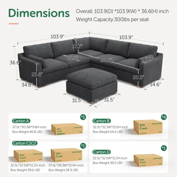 Eric Woodworks™ Cloud Modular L-Shaped Sectional Sofa - Image 4