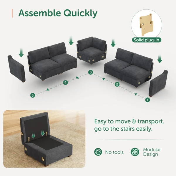 Eric Woodworks™ Cloud Modular L-Shaped Sectional Sofa - Image 10