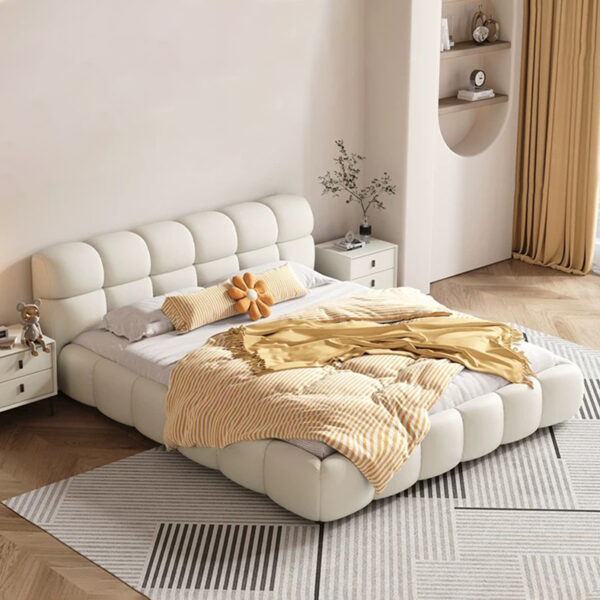 Wholesale Cream White Puff Bed – Modern Soft Fabric King Bed Nairobi | Eric Woodworks - Image 5