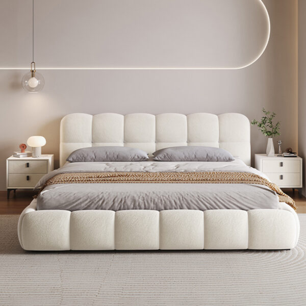Wholesale Cream White Puff Bed – Modern Soft Fabric King Bed Nairobi | Eric Woodworks - Image 4