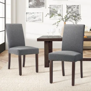 Bontrager 20'' H Linen Dining Chair - Upholstered Parsons Side Chair (Set of 2)