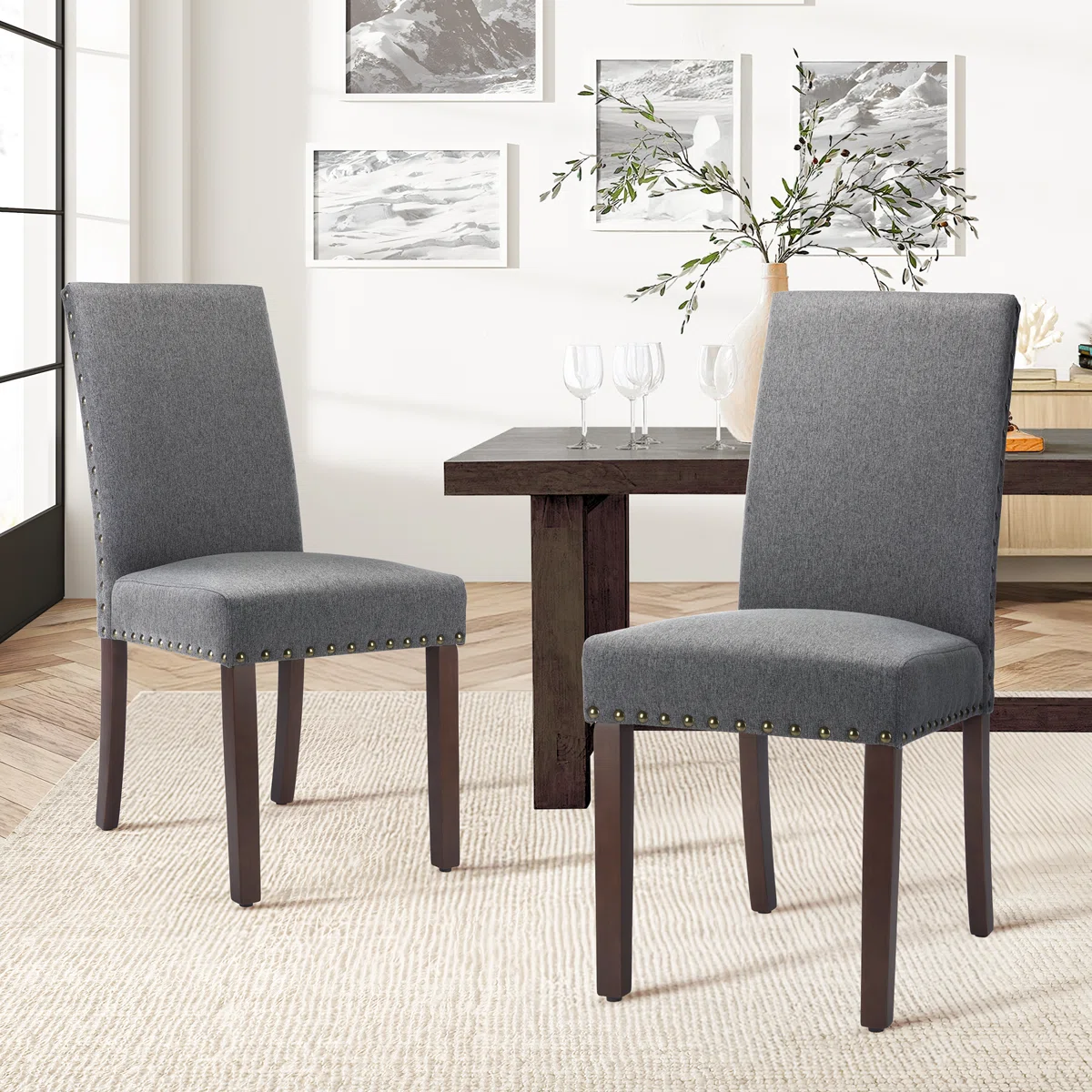 Bontrager 20'' H Linen Dining Chair - Upholstered Parsons Side Chair (Set of 2)