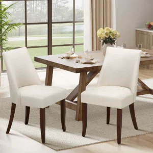 Parsons Fabric Upholstered Dining Chair Solid Wood Side Chair (Set of 2)